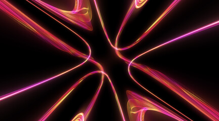 organic smooth and colorful and silky glowing light lines in abstract form and black background