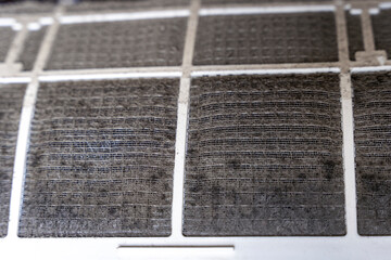 Dust in a AC Air Condition filter, clean up dirt, texture closeup