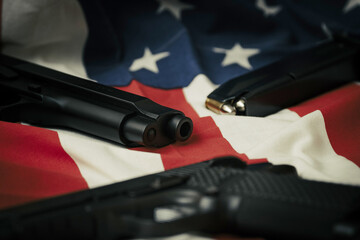 A gun placed on the Star-Spangled Banner.