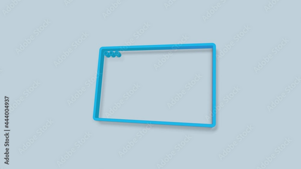 Poster browser window 3d icon animation isolated on blue background. 4k