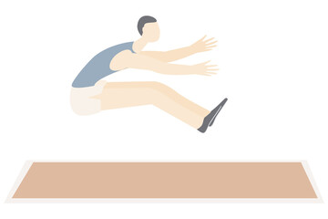 Long jump Male athlete jumping at stadium Vector flat sport people illustration Summer games athlete triple jump Isolated on white background