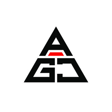 AGJ triangle letter logo design with triangle shape. AGJ triangle logo design monogram. AGJ triangle vector logo template with red color. AGJ triangular logo Simple, Elegant, and Luxurious Logo. AGJ 
