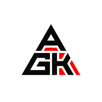 AGK triangle letter logo design with triangle shape. AGK triangle logo design monogram. AGK triangle vector logo template with red color. AGK triangular logo Simple, Elegant, and Luxurious Logo. AGK 