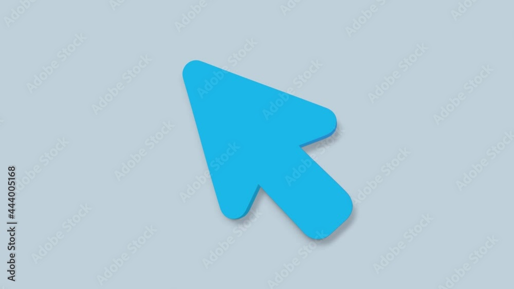Poster Animated symbol of arrow cursor. Mouse click symbol with spark. Technology and Internet 3d icons animation.