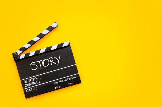 Story concept.Handwriting on film slate.