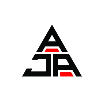 AJA triangle letter logo design with triangle shape. AJA triangle logo design monogram. AJA triangle vector logo template with red color. AJA triangular logo Simple, Elegant, and Luxurious Logo. AJA 