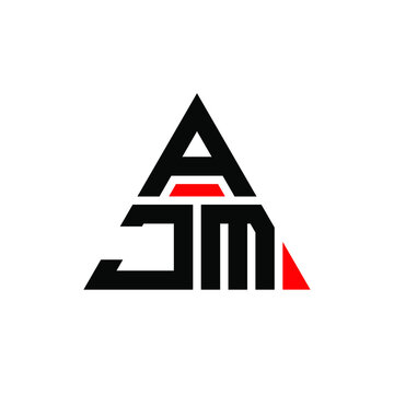 AJM triangle letter logo design with triangle shape. AJM triangle logo design monogram. AJM triangle vector logo template with red color. AJM triangular logo Simple, Elegant, and Luxurious Logo. AJM 