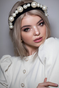 young blond model with professional make up