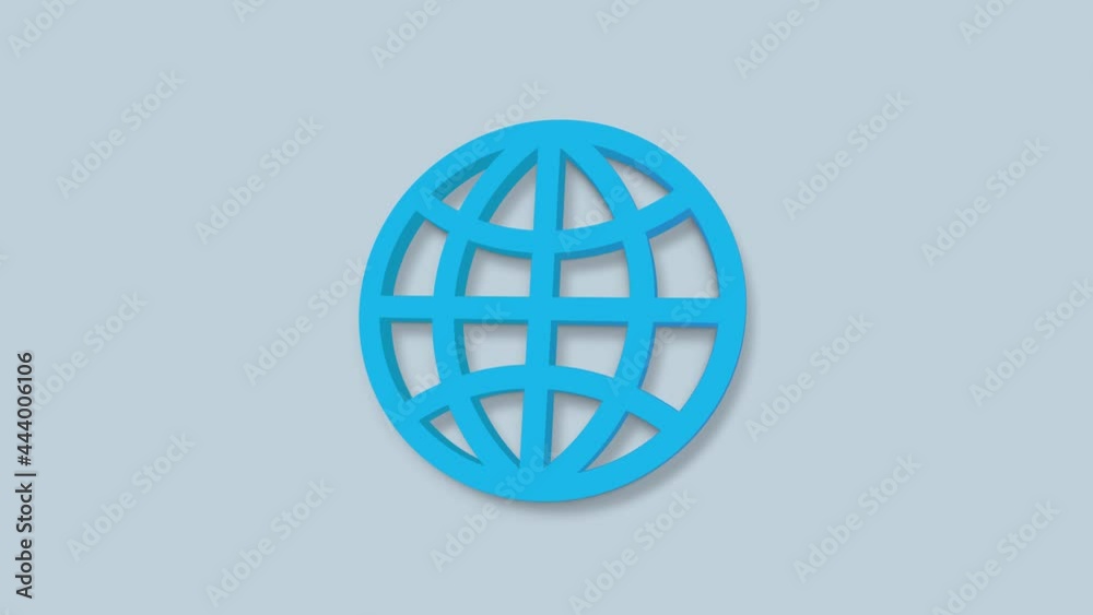 Aufkleber animated 3d icon of globe. flat blue symbol of planet. concept of net, web, internet, ecology.