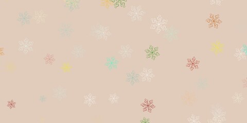 Light multicolor vector doodle template with flowers.