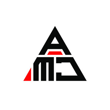 AMJ triangle letter logo design with triangle shape. AMJ triangle logo design monogram. AMJ triangle vector logo template with red color. AMJ triangular logo Simple, Elegant, and Luxurious Logo. AMJ 