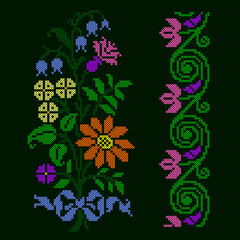 vector art embroidery flowers