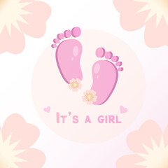 Baby feet. It's a girl. card template