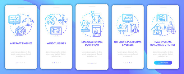 Digital twin application onboarding mobile app page screen. Offshore platforms walkthrough 5 steps graphic instructions with concepts. UI, UX, GUI vector template with linear color illustrations