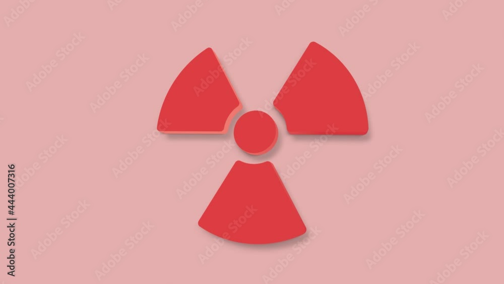 Poster 3d Radioactive symbol video animation. Seamless loop.