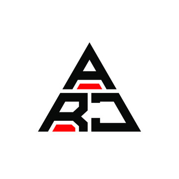 ARJ triangle letter logo design with triangle shape. ARJ triangle logo design monogram. ARJ triangle vector logo template with red color. ARJ triangular logo Simple, Elegant, and Luxurious Logo. ARJ 