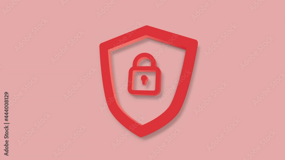Poster Lock icon isolated on red background. Closed padlock sign. Cyber security concept. Digital data protection. Safety safety. 4K