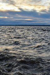 Fototapeta premium beautiful sunset and waves on the Volga River