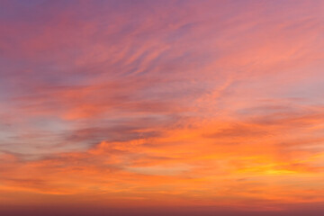 Fiery orange sunset sky. Beautiful sky. Beautiful sky with clouds before sunrise