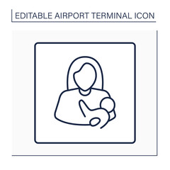 Nursing room line icon. Breastfeeding, lactation room.Pointer. Private space for mother and baby.Airport terminal concept. Isolated vector illustration.Editable stroke - obrazy, fototapety, plakaty