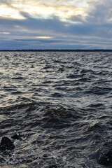 Fototapeta premium beautiful sunset and waves on the Volga River