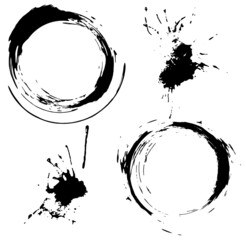 Abstract spots on a white background. Vector paintbrush set. Paint splats blotches.	