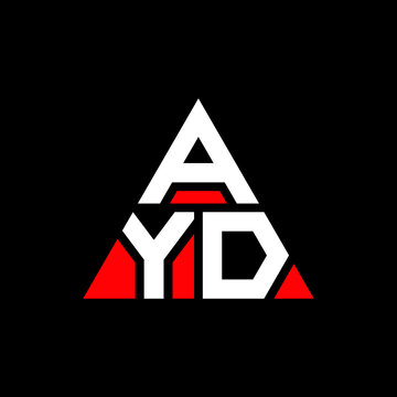 AYD triangle letter logo design with triangle shape. AYD triangle logo design monogram. AYD triangle vector logo template with red color. AYD triangular logo Simple, Elegant, and Luxurious Logo. AYD 