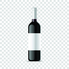 red wine bottle mockup with label. isolated on transparent backround