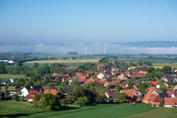 Spring landscape in village Bensen, Germany..