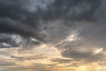 Fiery sunset, colorful clouds in the sky