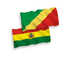 Flags of Republic of the Congo and Bolivia on a white background