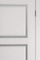 Fragment of new stylish painted wooden white door