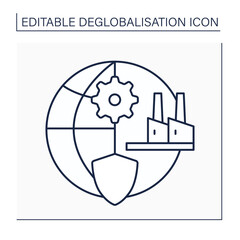 Protectionism line icon. Strengthening manufacturing sector. Deglobalisation concept. Isolated vector illustration. Editable stroke