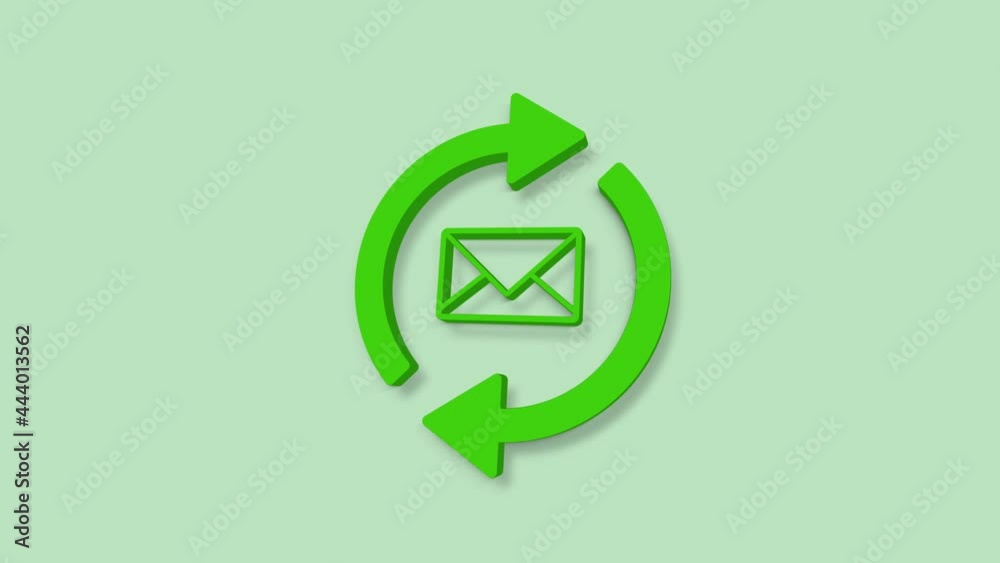 Aufkleber 3d Envelope icon isolated on green background. Outgoing and incoming message sign. 4k