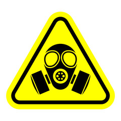 Wear respirator vector sign isolated on white background, caution of respiratory protection safety sign