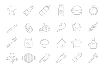 Grill, steak house, barbecue vector icon set. 