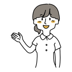 ご案内をする看護師の女性