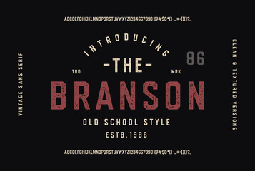 The Branson. Sans Serif Octagonal Font. Clean & Textured Version Included. Vector