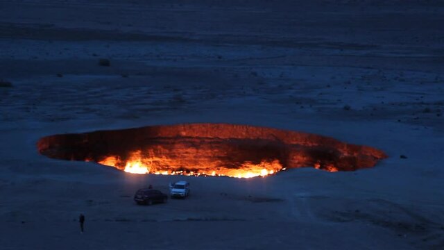 Darvaza Derweze gas crater called also The Door to Hell