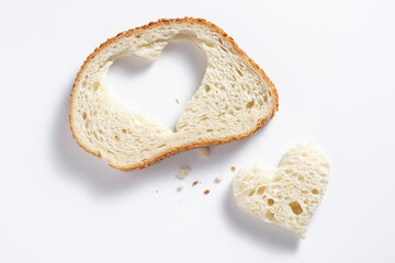 Bread with a heart-shaped cut