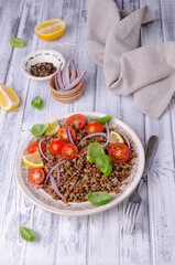 Salad with buckwheat and vegetables