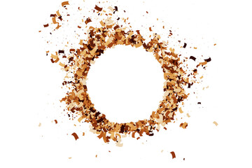 Coffee Color Frame. Chocolate Shades Confetti Isolated On White Background. Digitally Generated Image. Vector Illustration, EPS 10.