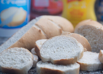 Isolated slices of white bread. 
