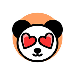 Simple Mascot Logo Design Panda Love. Abstract, emblem, design, concept, logo, logotype, element