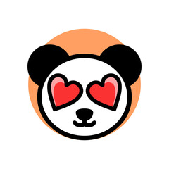 Simple Mascot Logo Design Panda Love. Abstract, emblem, design, concept, logo, logotype, element