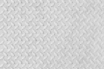 Fototapeta na wymiar White steel sheet with embossed diamond pattern, used for floors and industrial building. White vintage steel plate useful as background