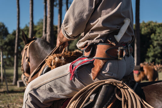 Local farmer riding his horse. Gaucho.