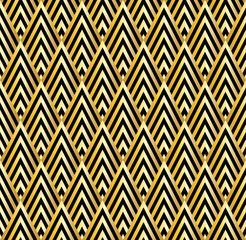 Art Deco seamless pattern . Geometric black and gold. Luxury vintage or antique . Art Deco background. Vector
