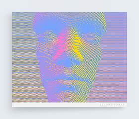 Illustration of an man's face created from small cubes. Anonymous social masking. Technology and robotics concept. Voxel art. 3D vector illustration.
