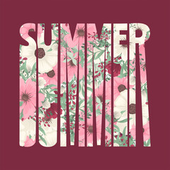 Fototapeta premium Vector graphics - the word summer and letters. The concept season.